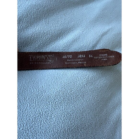 Twenty X Wrangler Belt Mens 36 Leather Silver Buckle Western Braided Mexico - Picture 4 of 6